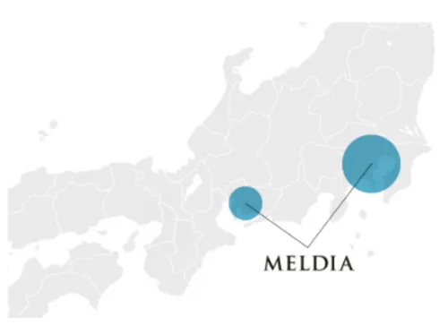 メルディアグループは年々拡大を続けており、首都圏と中京圏を中心に事業展開を行っております。